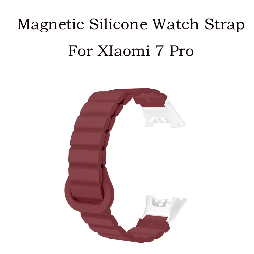 Watch Strap For XIaoMi Smart Watch Band 7 Pro Magnetic Silicone Soft Quick Release Lightweight Two-colors Head Clasp Man Woman
