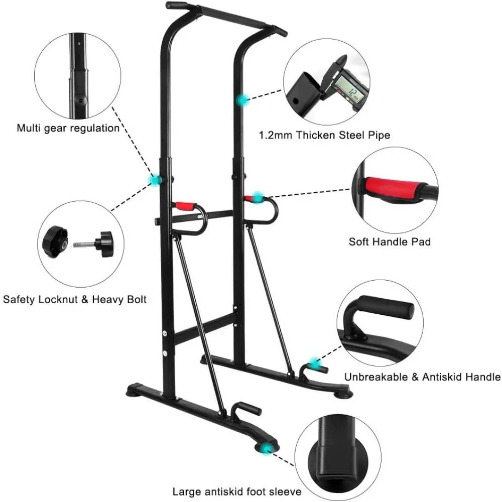 Multi-Function Power Tower,Adjustable Height Pull up Station Home Workout Bar Pull up Bar Push Up Home Fitness Workout Station