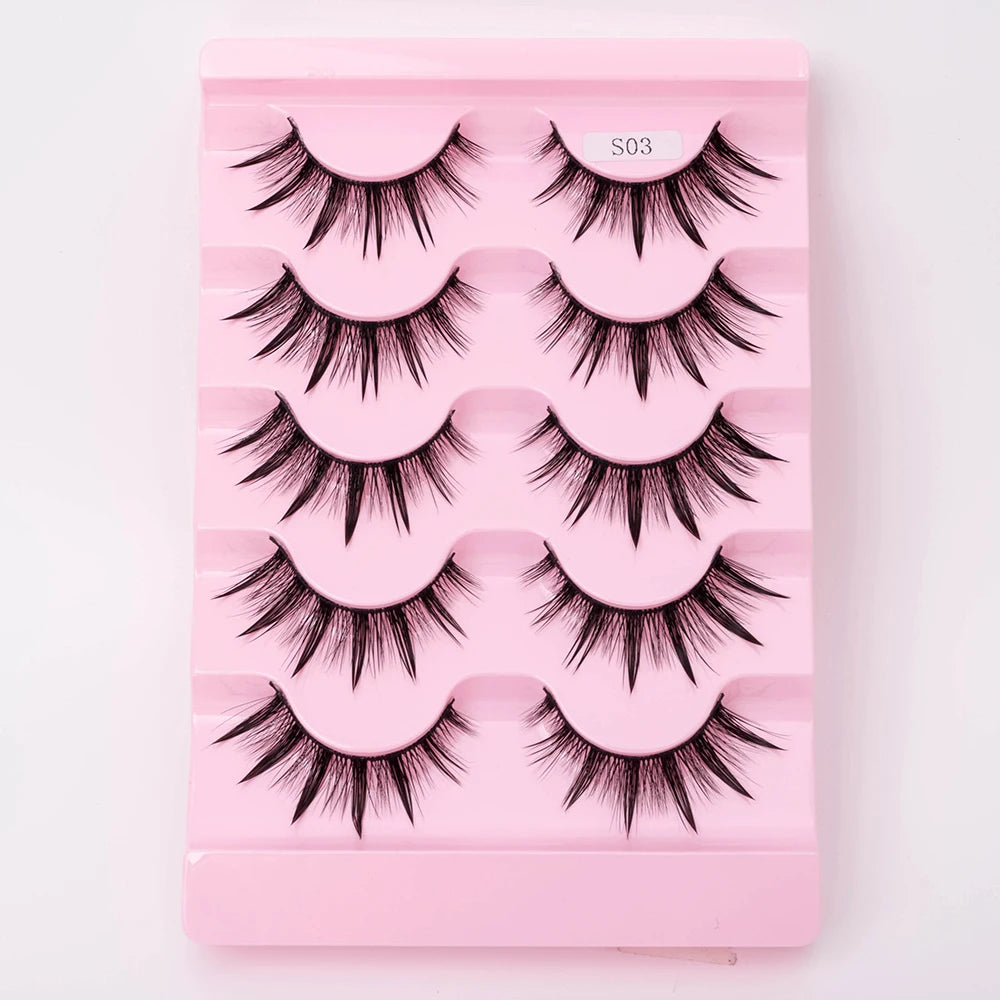 5Pairs Halloween Lash Drip False Eyelashes Unique Wet Look Hydrated Effect Multi-Length Rewearable Fake Eyelashes