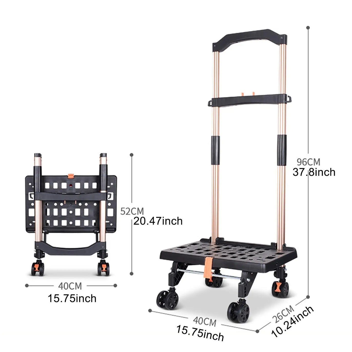 Folding Hand Truck, Heavy Duty Cart for Moving, Solid Utility Cart for Luggage, Personal, Travel, Moving, Office
