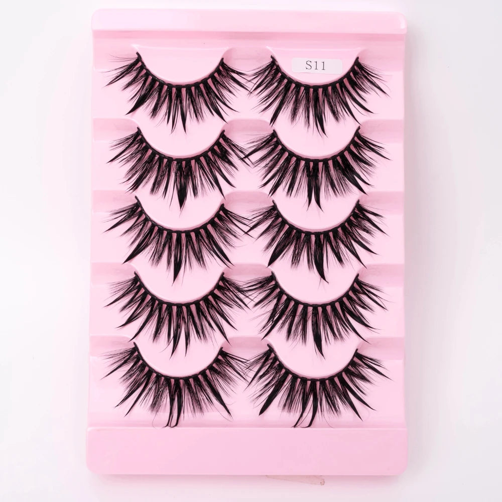 5Pairs Halloween Lash Drip False Eyelashes Unique Wet Look Hydrated Effect Multi-Length Rewearable Fake Eyelashes
