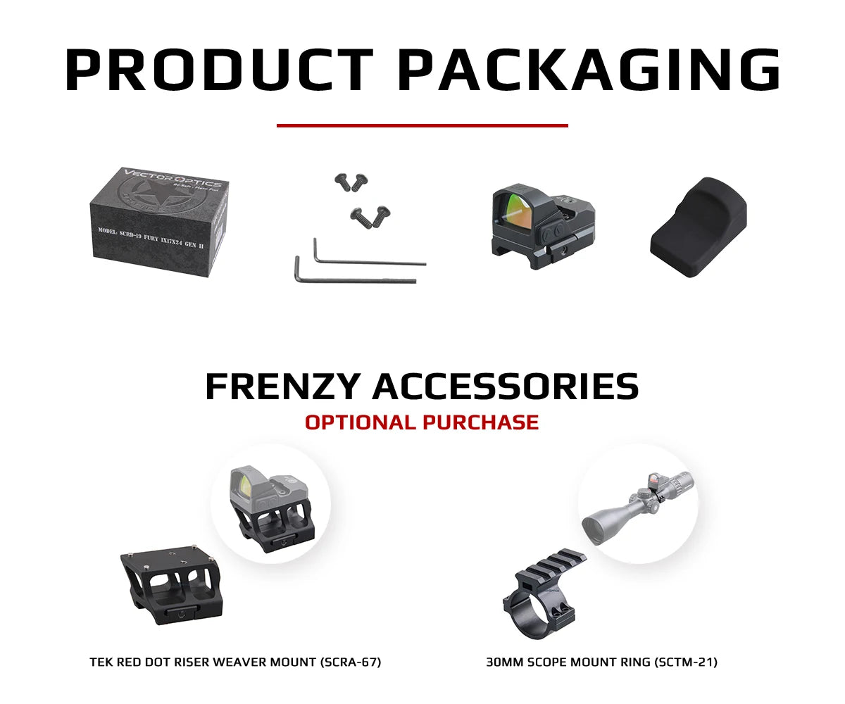 Vector Optics Frenzy 1x17x24 Red Dot Sight With Docter/RMR Footprint 3MOA Dot IPX6 Water Proof For Glock 17 19 Taurus Pistol