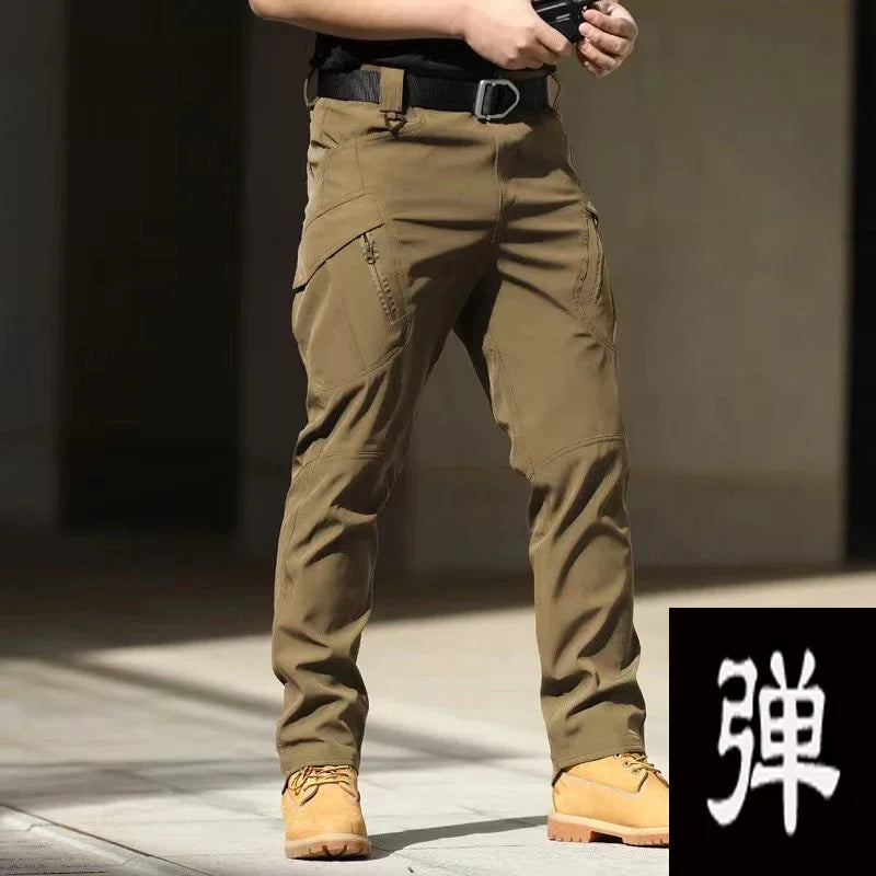 Mens Spring Autumn Tactical Cargo Elastic Pants Combat Trekking Hiking Camping Climbing Run Sport Cycling Work Outdoor Trousers