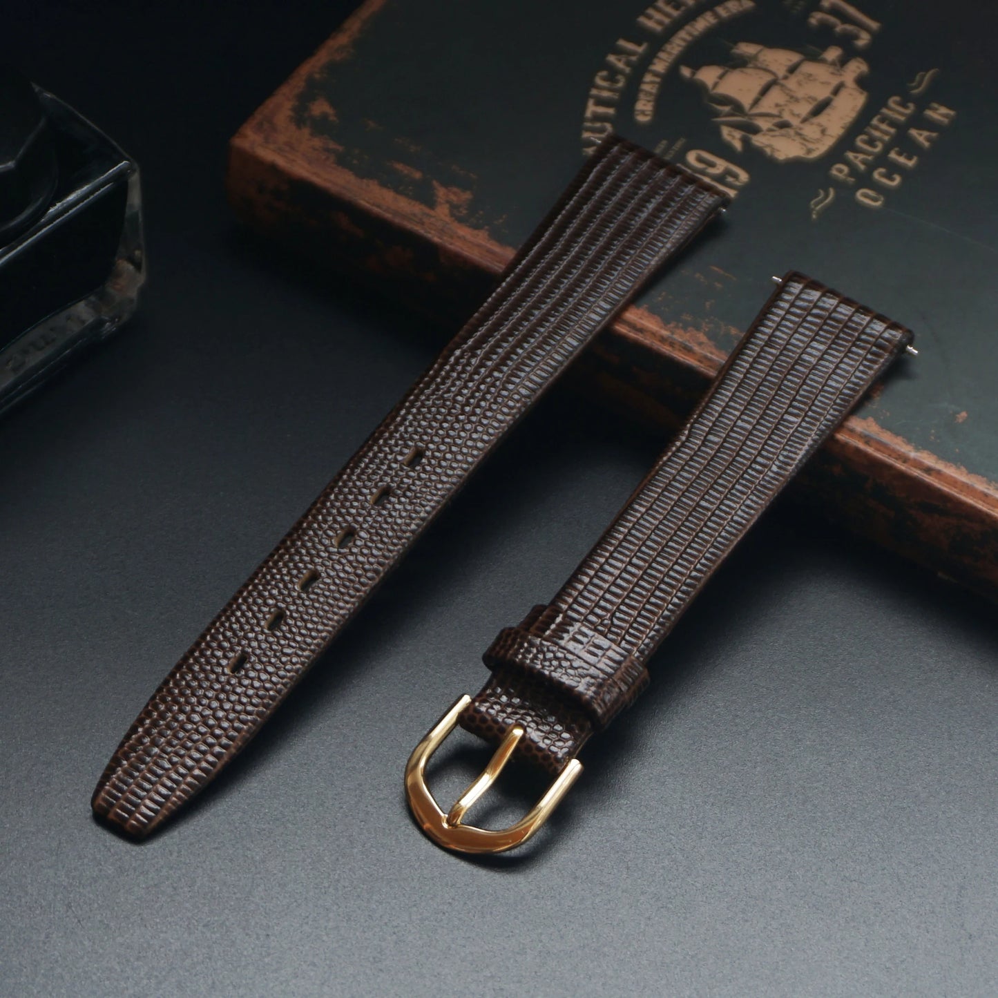 AMHUGE 12mm 14mm 16mm 17mm 18mm 19mm 20mm 21mm Vintage Watch Strap Lizard Embossed Calf Genuine Leather Thin and Soft Watch Band