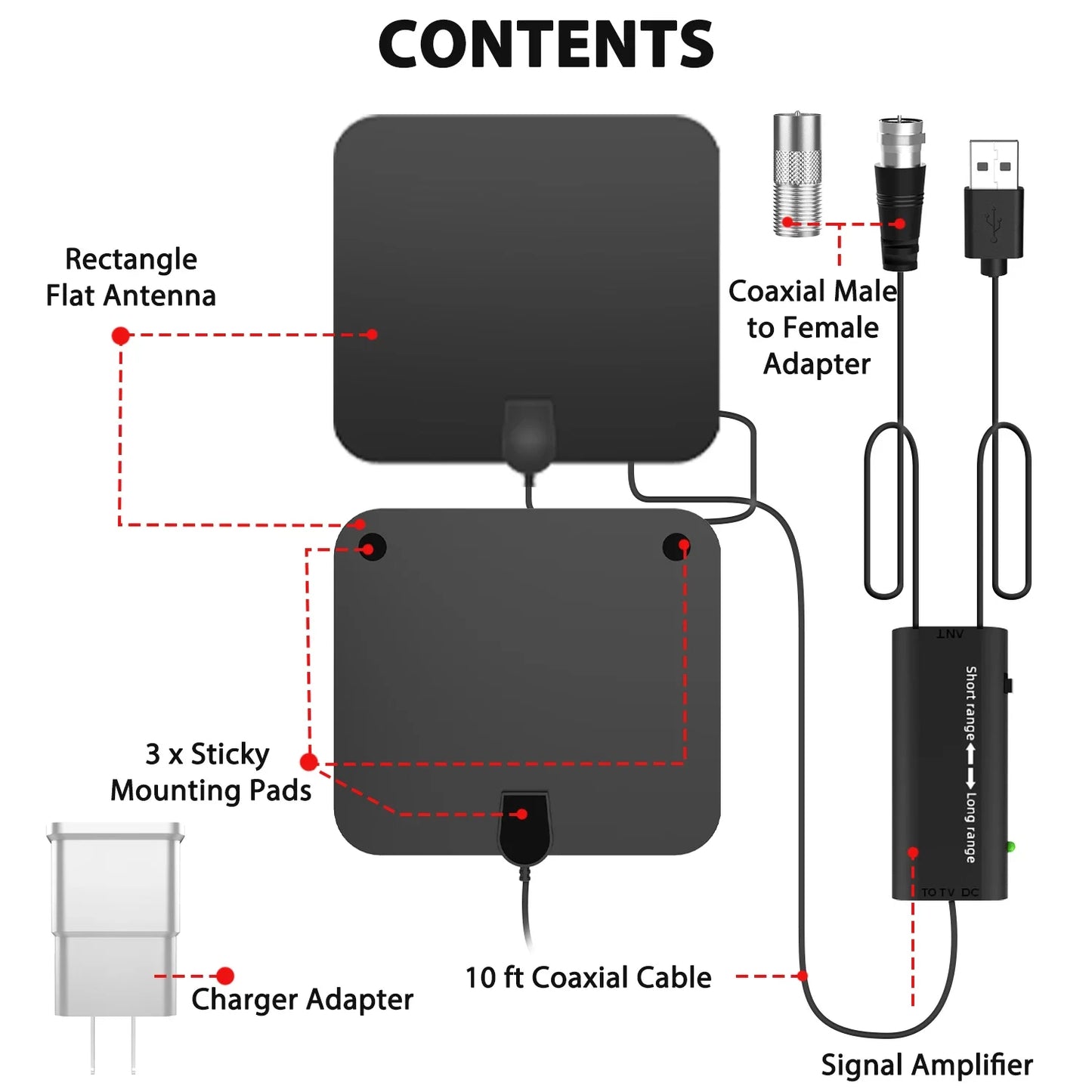 4K Flat Indoor TV Antenna HD Digital Indoor Aerial Amplifier HDTV Antenna 3600 Miles High Booster Signal Capture For TV Universa