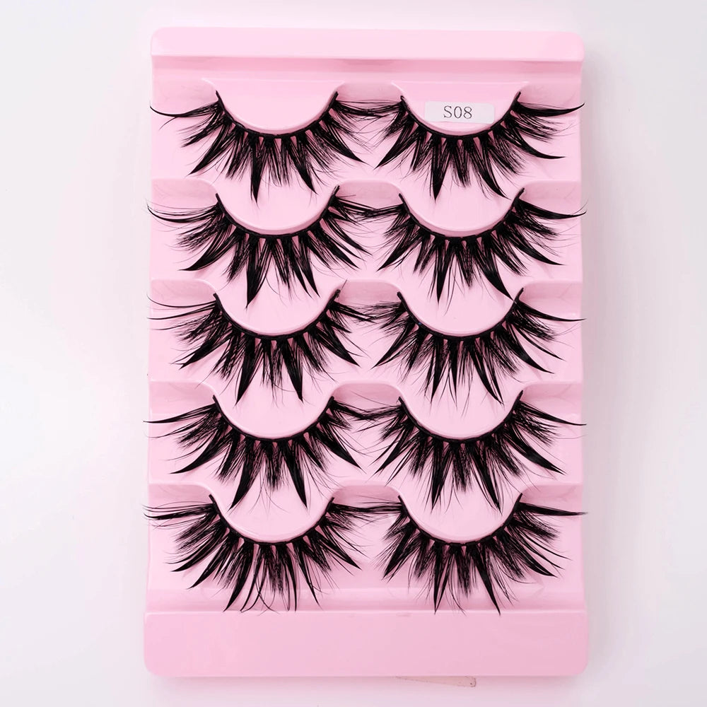 5Pairs Halloween Lash Drip False Eyelashes Unique Wet Look Hydrated Effect Multi-Length Rewearable Fake Eyelashes