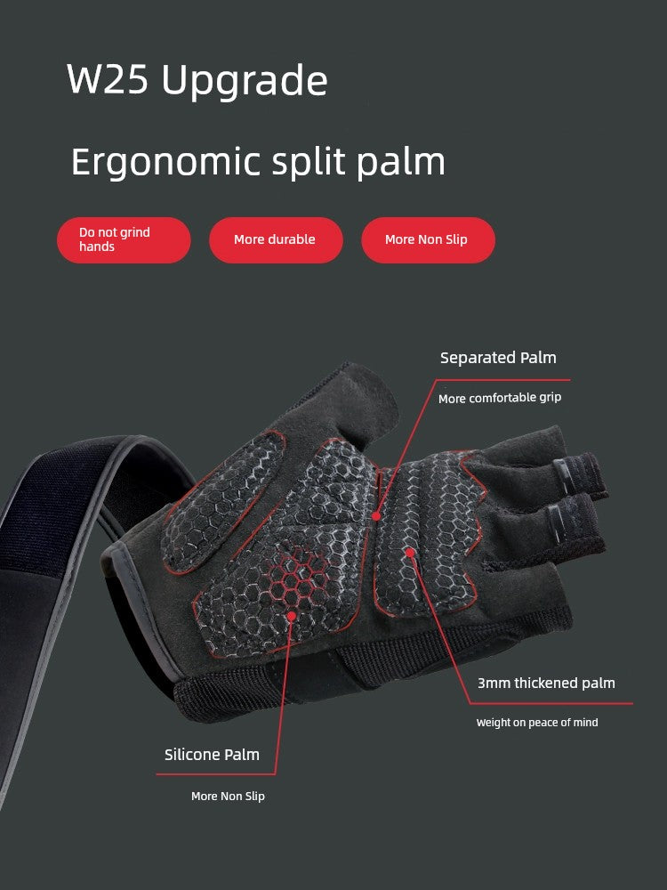 Fitness Gloves Men's Horizontal Bar Women's Equipment Iron Belt Wristband Training Non-Slip Half Finger Sports Pull-up Anti-Cocoon