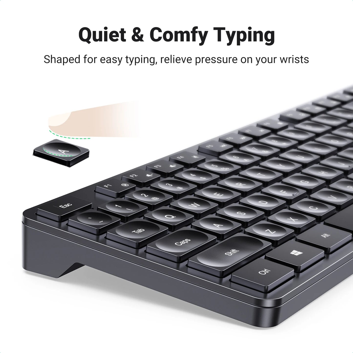 UGREEN Keyboard Mouse Wireless 2.4G 4000DPI Ergonomic Mice 104 Keys for Computer Laptop PC English US Arabic Keycaps Layout