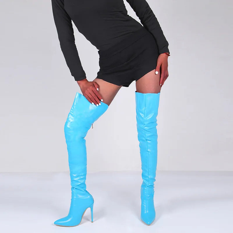 Women Boots New PU Sexy Over The Knee Long Boots Sexy Thin High Heel Boots Platform Women Shoes Zapatos Mujer Botas ladies