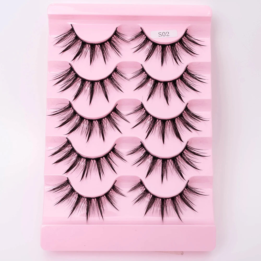 5Pairs Halloween Lash Drip False Eyelashes Unique Wet Look Hydrated Effect Multi-Length Rewearable Fake Eyelashes