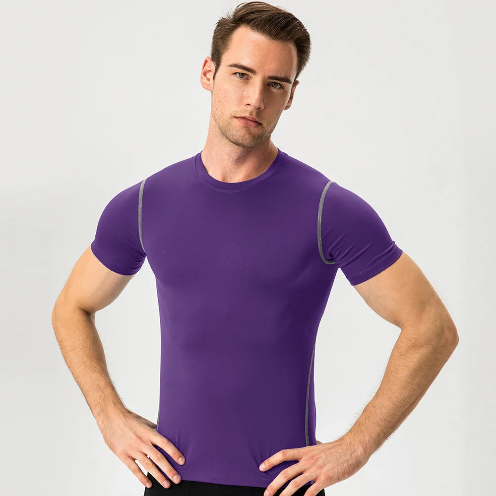 Fitness Gym T Shirt Men Quick Dry Running Shirt Compression Sport Shirt Male Gym Workout Sport Short Sleeve Summer T-shirt Men