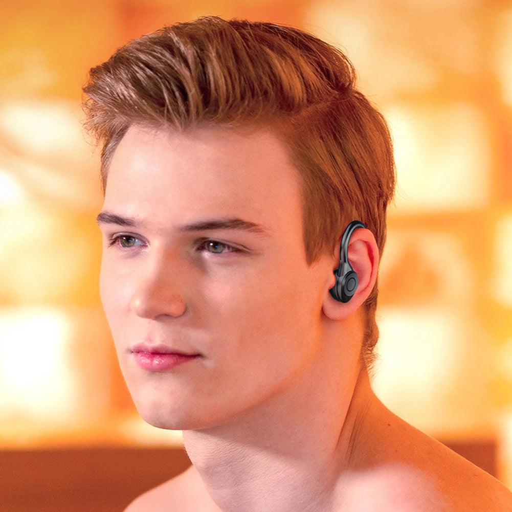 Wireless Bluetooth Headset Ear Hook Sports HiFI Stereo Headphones Waterproof Headset Noise Reduction LED Display Running Earbuds
