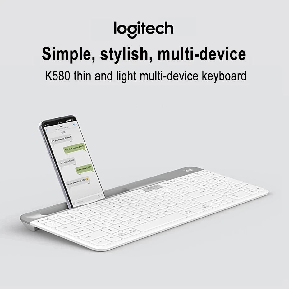 Logitech K580 Wireless Keyboard Portable Original Multi-Device 2.4G Bluetooth Unifying Dual Mode Portable For PC Tablet Phone