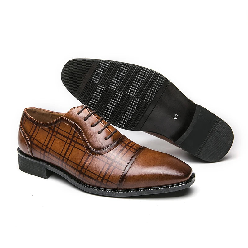 Hot Selling Men's Genuine Leather Shoes in Europe America Pointed Dress Shoes Groom's Wedding Shoes Men's Lace Up Suit Shoes