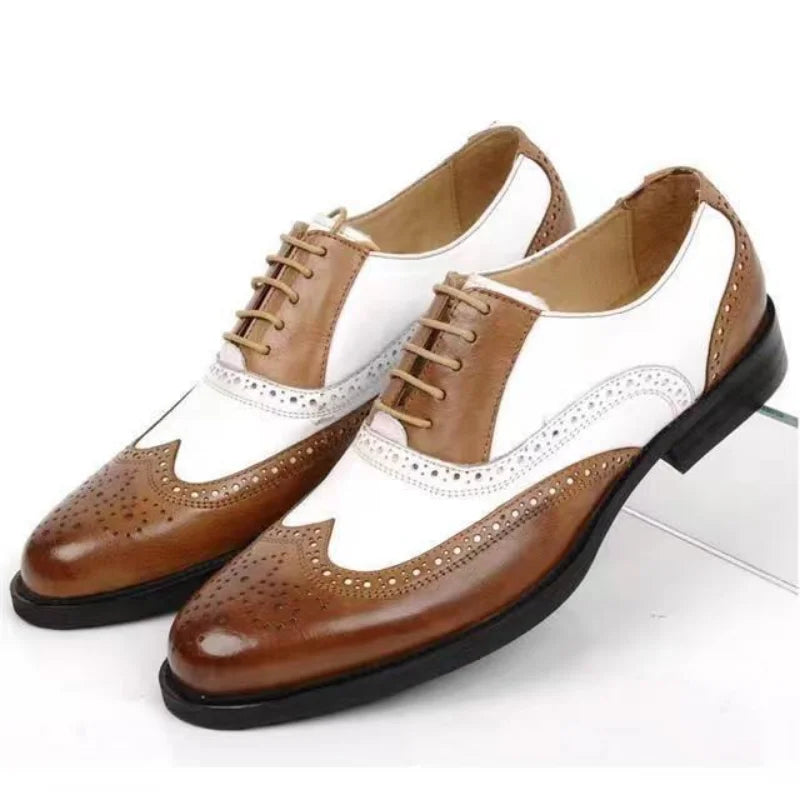 Men's Retro Two Tone Carved Casual Shoes