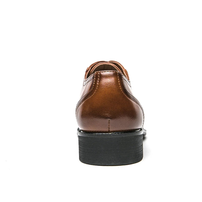 Hot Selling Men's Genuine Leather Shoes in Europe America Pointed Dress Shoes Groom's Wedding Shoes Men's Lace Up Suit Shoes