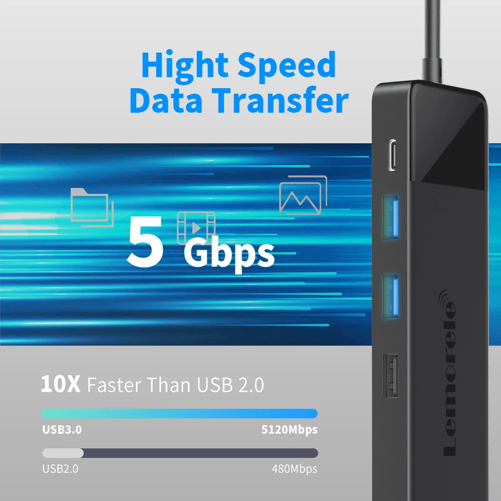 Lemorele USB-C Hub 13-in-1 Gigabit Docking Station VGA USB Type C Hub 4K30Hz HDMI-compatible USB 3.0 Adapter RJ45 PD100W
