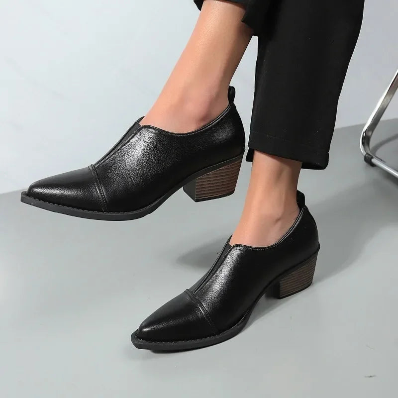 Ladies Shoes 2024 high quality slip-on Women's High heels Fashion Plus Size Office and Career sexy pointed toe solid heels women