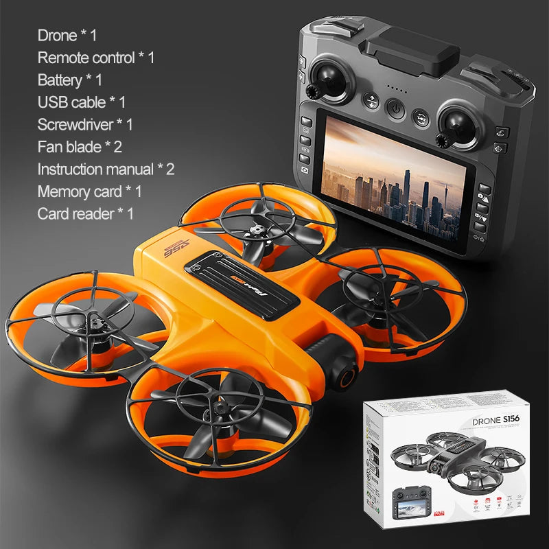 S156 Mini Drone 8K HD Aerial Photography Dual-Camera Dron With Screen Omnidirectional Brushless Motor Drone RC Toy Gift