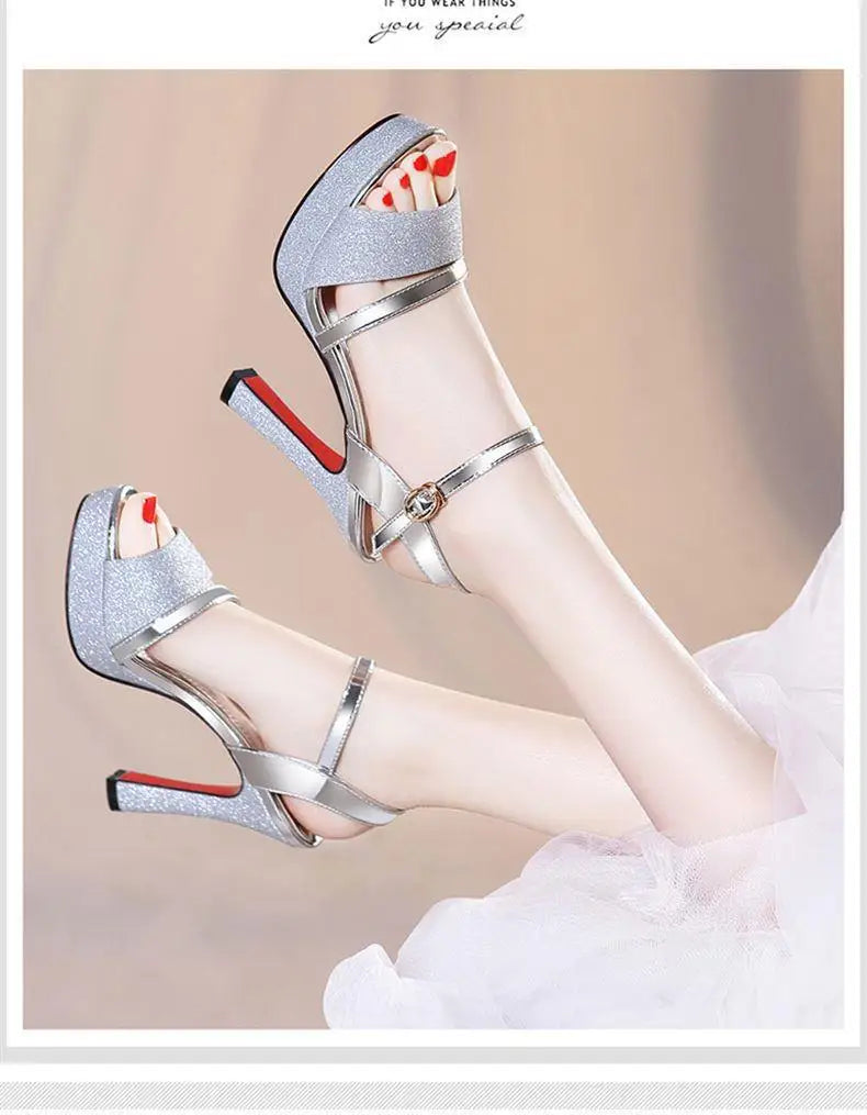 Luxury Women's Pumps Peep Toe Sexy Women Sandals High Quality Fish Mouth Shoes 11.5CM High Heels Shoes Women sandalias de mujer