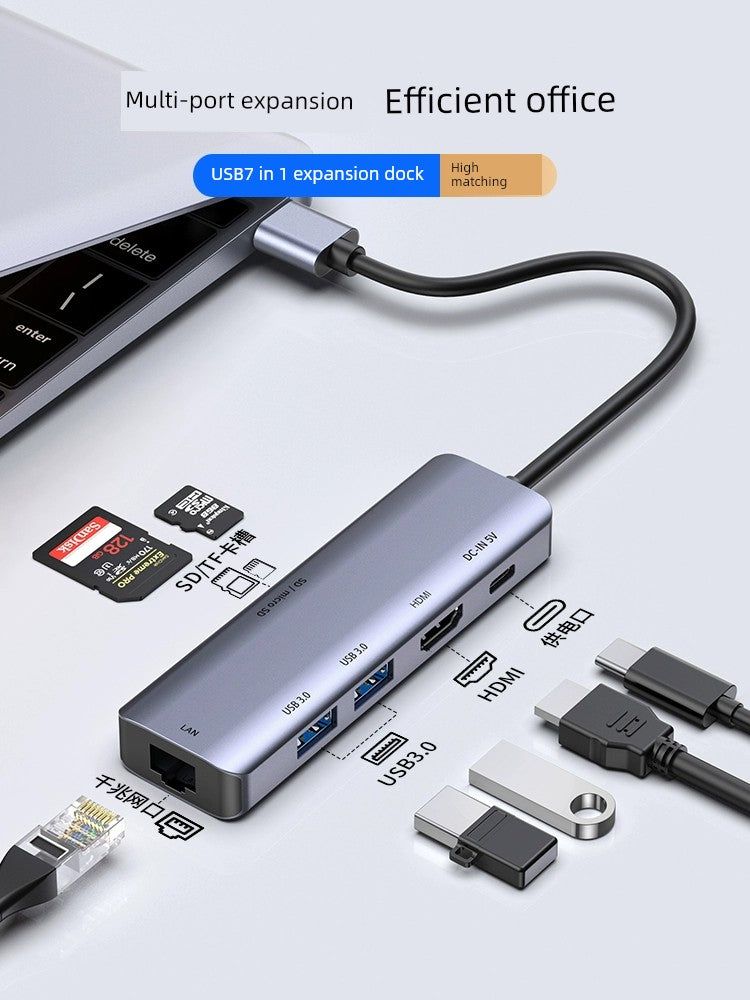 USB to HDMI Expansion Dock Adapter Typec Extension Network Cable Converter Power Supply Notebook Desktop PC Adapter Set Network Interface Multi-Interface Function