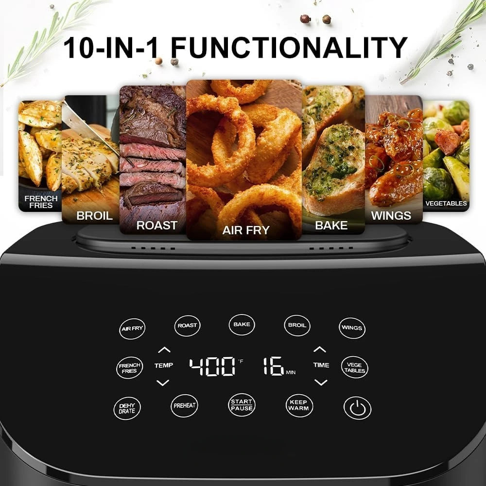 Air Fryer 6.8 Quarts, 10-in-1 Functions, Roast, Bake, Broil, Dehydrate, Nonstick & Dishwasher, Digital Touchscreen Air Fryers