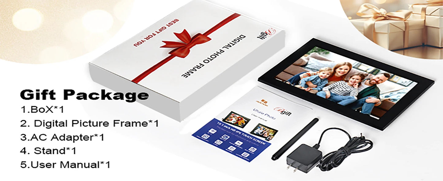 Digital Picture Frame 10.1 Inch 32GB Smart WiFi Digital Photo Frame with 1280x800 IPS HD Touch Screen Wall Mountable