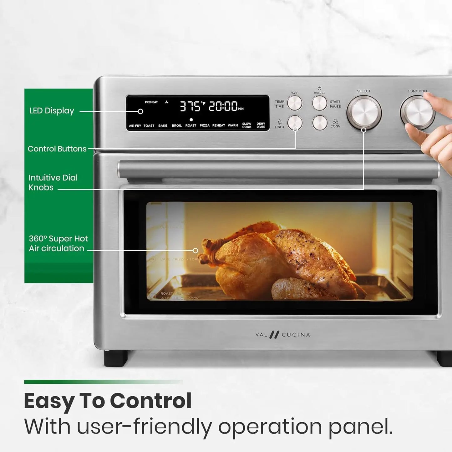 Heating Air Fryer Toaster Oven, Extra Large Countertop Convection Oven 10-in-1 Combo, 6-Slice Toast, Enamel Baking Pan Easy Clea