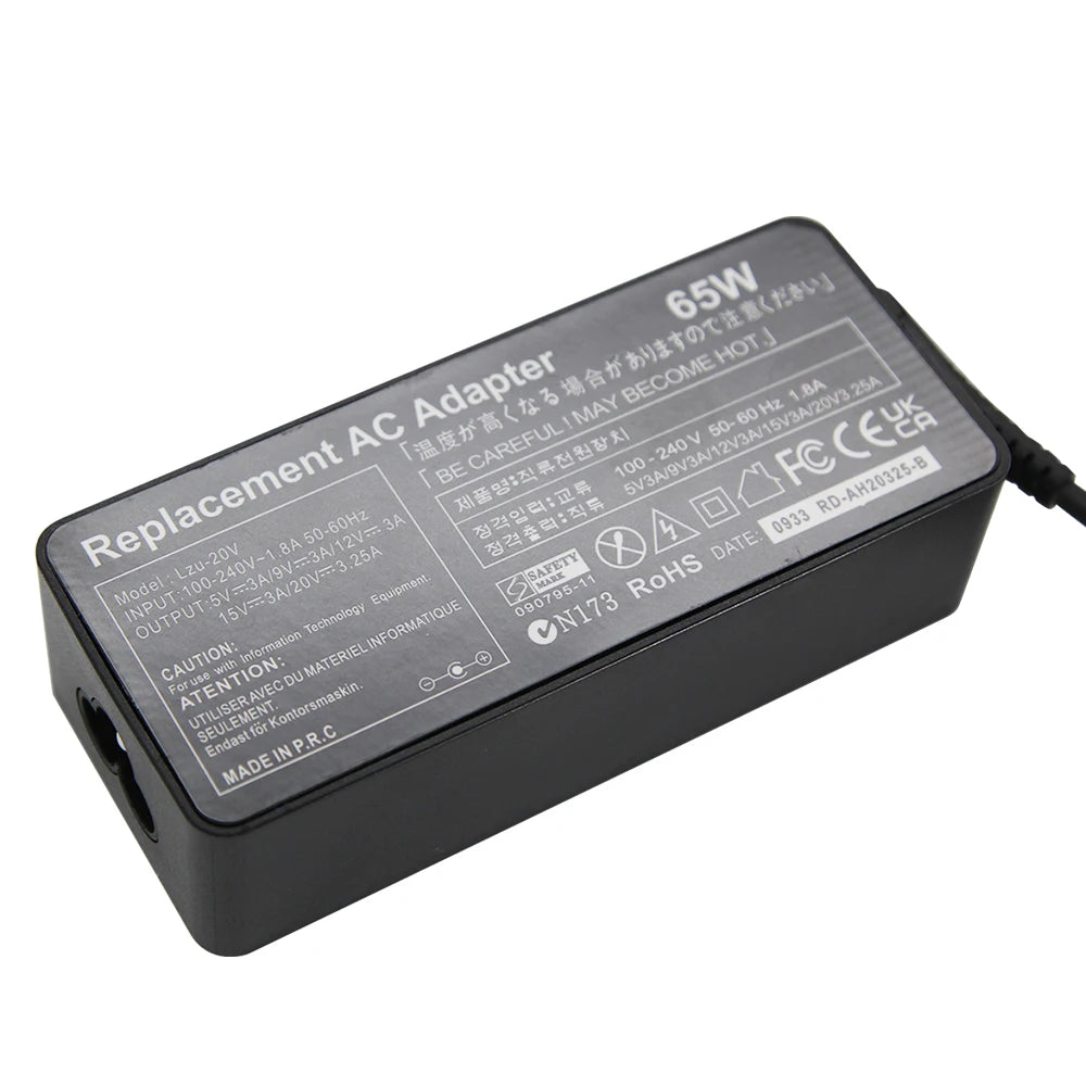 LZUMWS 20V 3.25A 65W USB Type C Ac Power Adapter Charger For Lenovo Thinkpad X1 Carbon Yoga5 X270 X280 T580 P51S P52S E480 E470