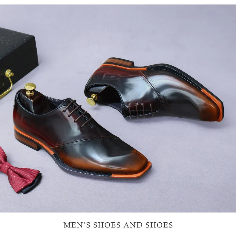 Brand Original Mens Oxford Dress Shoes Genuine Leather Brown Lace-up Business Wedding Formal Shoes Plus Size 38-46