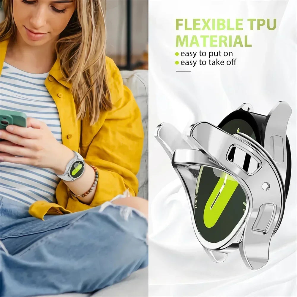 Protector Case For Samsung Galaxy Watch 4 5 6 7 FE 40mm 44mm Cover Coverage TPU Bumper Screen Protection Full 40mm Accessories