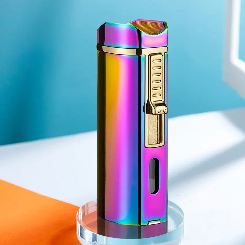 New Luxury Cigar Lighter Torch Metal Straight Jet Butane Lighter Smoking Accessories Cool Cigar Punch Men's Gifts
