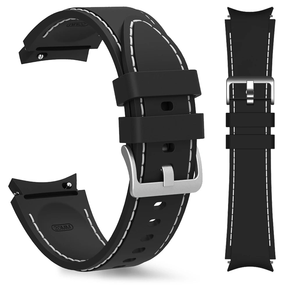 Strap For Samsung Galaxy Watch 7/6/5/4 40mm 44mm 5 Pro 45mm Sport Silicone Needlework wristband Watch 6 Classic 43mm 47mm Belt