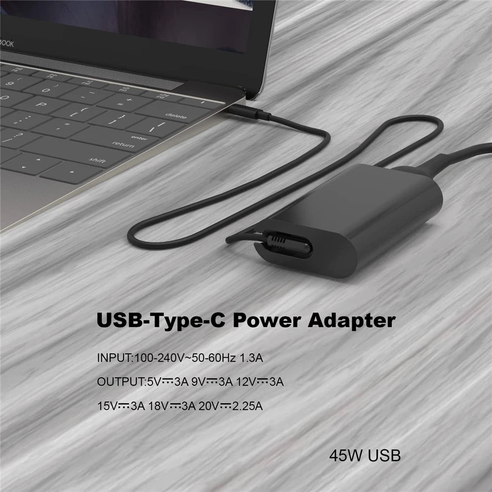 45W USB Type C Laptop Charger AC Power Supply Adapter For Dell XPS 13 9365 9370 9380,Latitude 7275 7370 5285 5290-2in1 7390-2in1