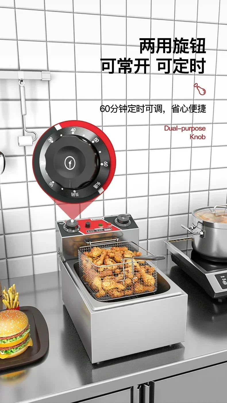Chigo Professional Fryer Electric Cookware for Kitchen Deep French Fries Commercial Fryers Frying Oil Cooker Timer Arfrai 10L Ar