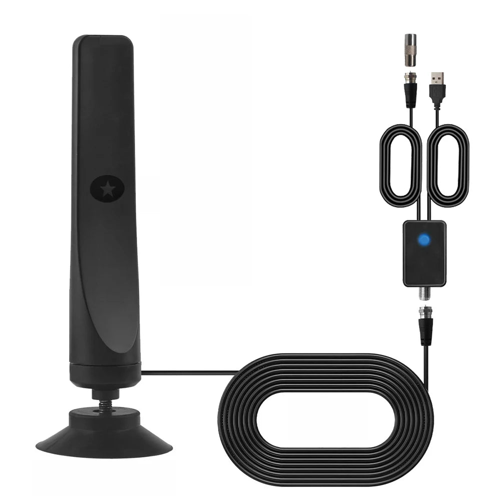 TV Digital Antenna Support 4K 1080P Suction Cup TV Antenna 50 Miles Range High Gain Aerial 25DBI Plug Play for Outdoor Indoor