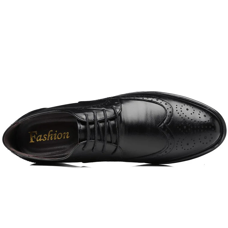 Handcrafted Mens Oxford Shoes Genuine Calfskin Leather Brogue Dress Shoes Classic Business Formal Shoes Man
