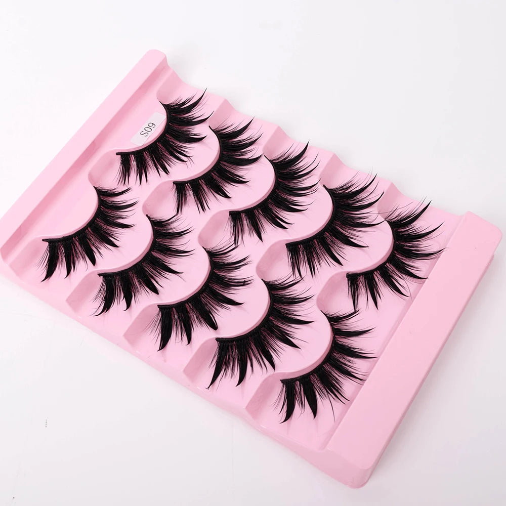 5Pairs Halloween Lash Drip False Eyelashes Unique Wet Look Hydrated Effect Multi-Length Rewearable Fake Eyelashes