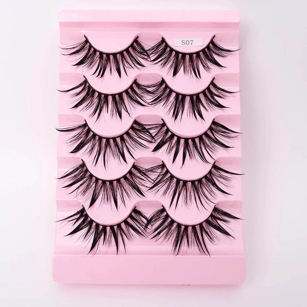 5Pairs Halloween Lash Drip False Eyelashes Unique Wet Look Hydrated Effect Multi-Length Rewearable Fake Eyelashes
