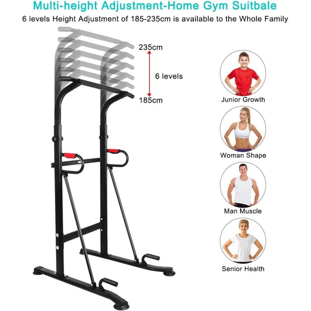 Multi-Function Power Tower,Adjustable Height Pull up Station Home Workout Bar Pull up Bar Push Up Home Fitness Workout Station