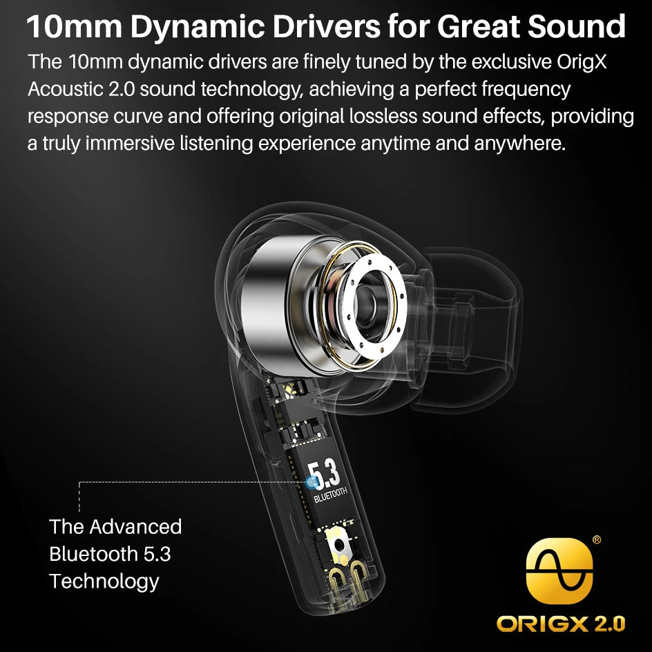 TOZO T20 Wireless Earbuds Bluetooth Headphones ENC with Dual Mic Call Noise Cancel LED Digital Display