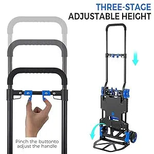 Hand Truck, Heavy Duty Hand Truck Dolly Cart, Convertible Dolly Cart 330lbs Capacity W/Foldable Basket, 2 in 1 Luggage T