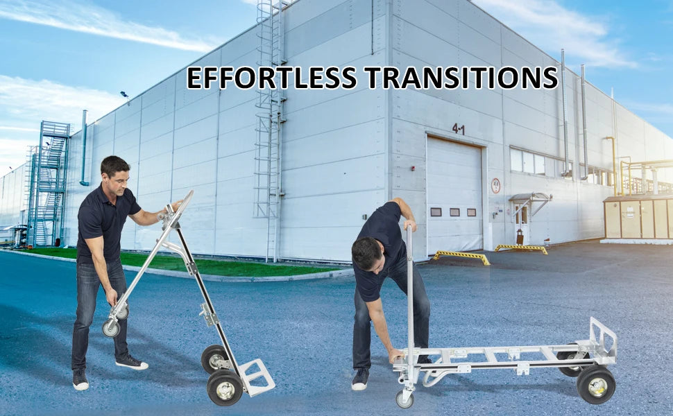 Industrial Convertible Hand Truck - AS7B Heavy Duty Aluminum 2 in 1 Dolly (800 lb Capacity) Lightweight Reinforced Frame, Ergono