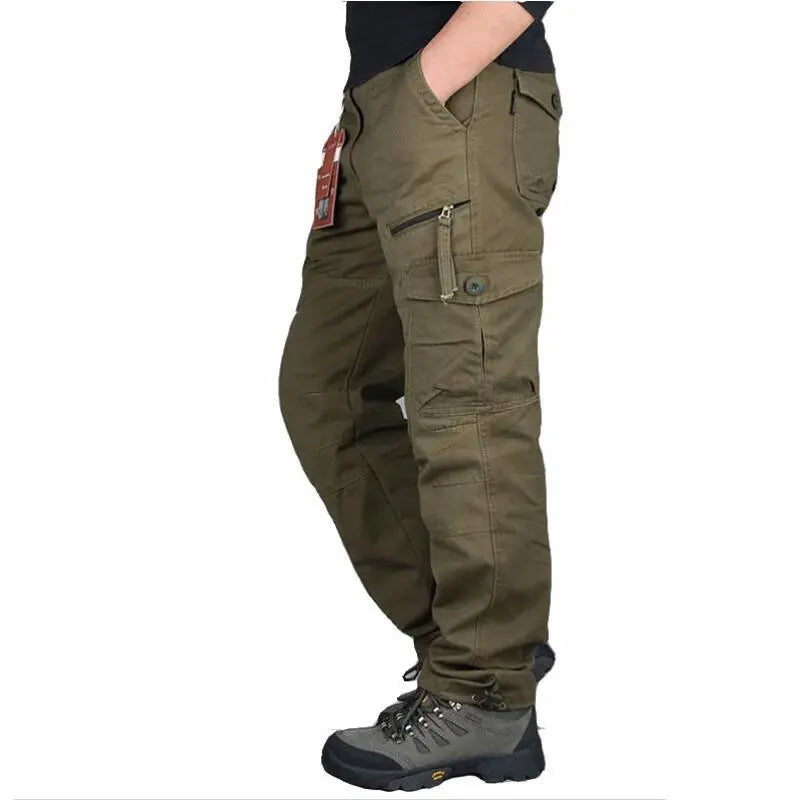 Spring Autumn Men Solid Cargo Pants Men Casual Multi Pockets Tactical Trousers Pants Men Cotton Joggers Camouflage Trousers Male