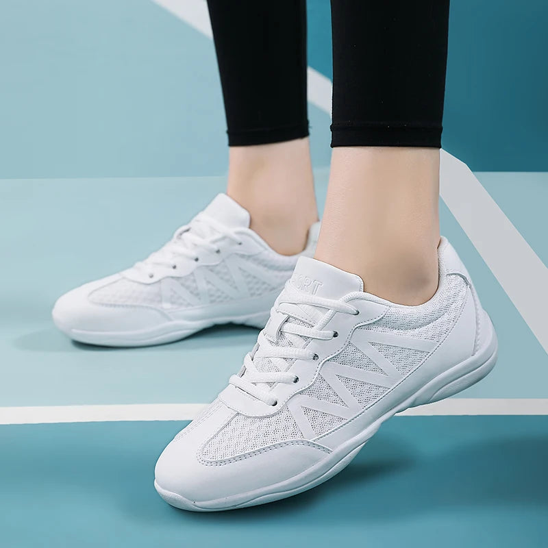 Girls White Cheerleading Shoes Lightweight Youth Cheer Competition Sneakers kids Breathable Training Dance fitness Shoes women