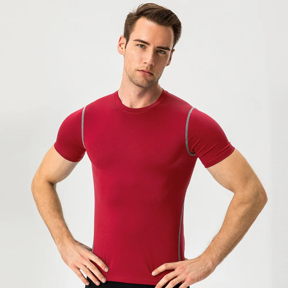 Fitness Gym T Shirt Men Quick Dry Running Shirt Compression Sport Shirt Male Gym Workout Sport Short Sleeve Summer T-shirt Men