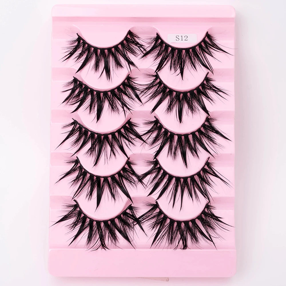 5Pairs Halloween Lash Drip False Eyelashes Unique Wet Look Hydrated Effect Multi-Length Rewearable Fake Eyelashes