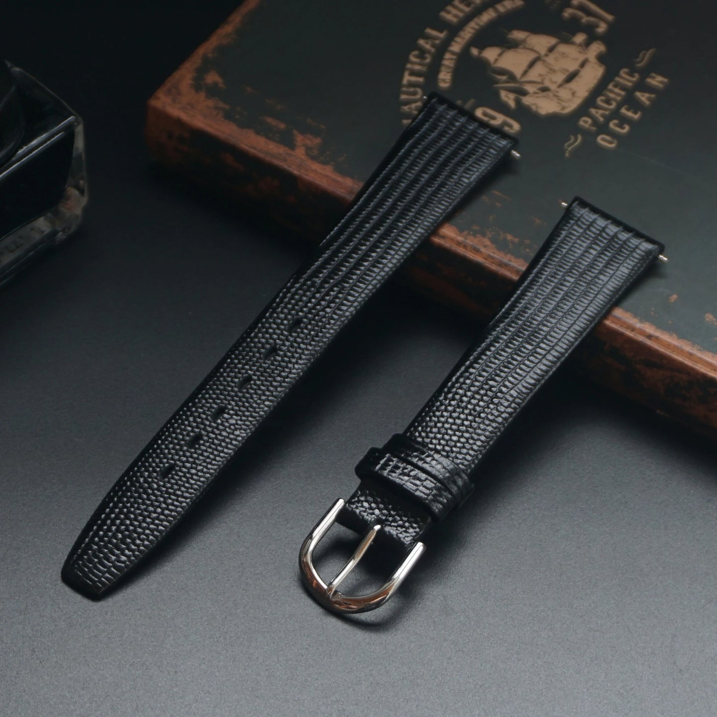 AMHUGE 12mm 14mm 16mm 17mm 18mm 19mm 20mm 21mm Vintage Watch Strap Lizard Embossed Calf Genuine Leather Thin and Soft Watch Band