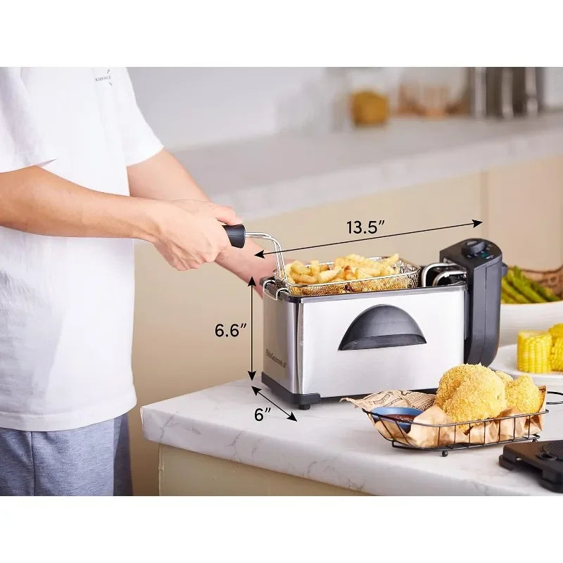 HAOYUNMA Electric Immersion Deep Fryer Removable Basket Adjustable Temperature,Lid with Viewing Window and Odor Free Filter