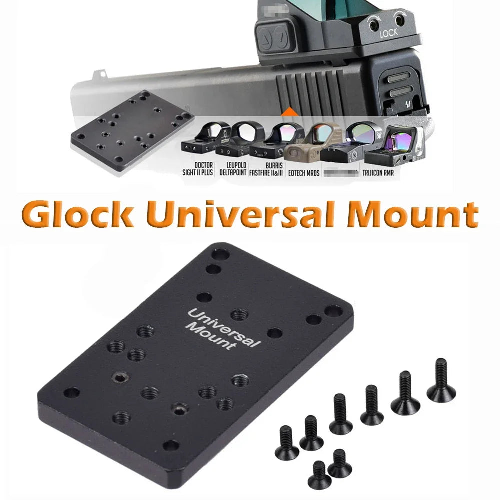 Universal Rear Red Dot Sight Mount Plate Base For GLOCK Pistol Tactical Hunting For RMR SRO MROS VENOM Doctor Red Dot Sightscope